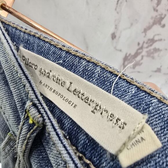 Anthropologie Jeans Womens 26 Skinny High Rise Light Wash Pilcro Distressed - Picture 3 of 12